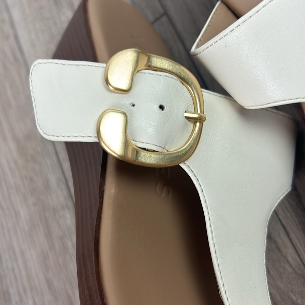 New Aerosoles Izola Cream Gold Wedge Sandal 10 - Picture 3 of 7